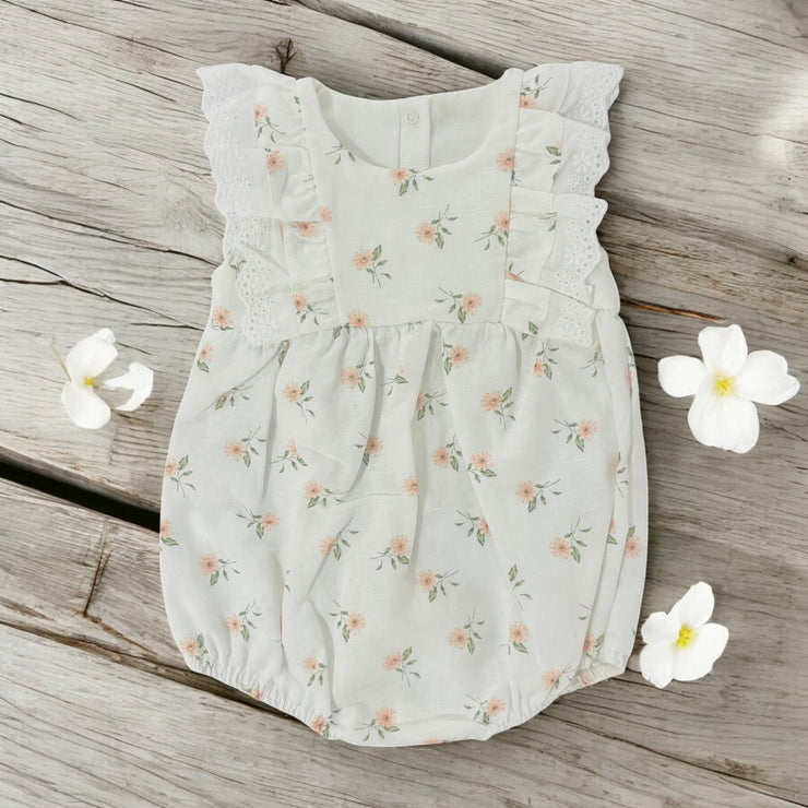 Rapife White Floral Print Romper