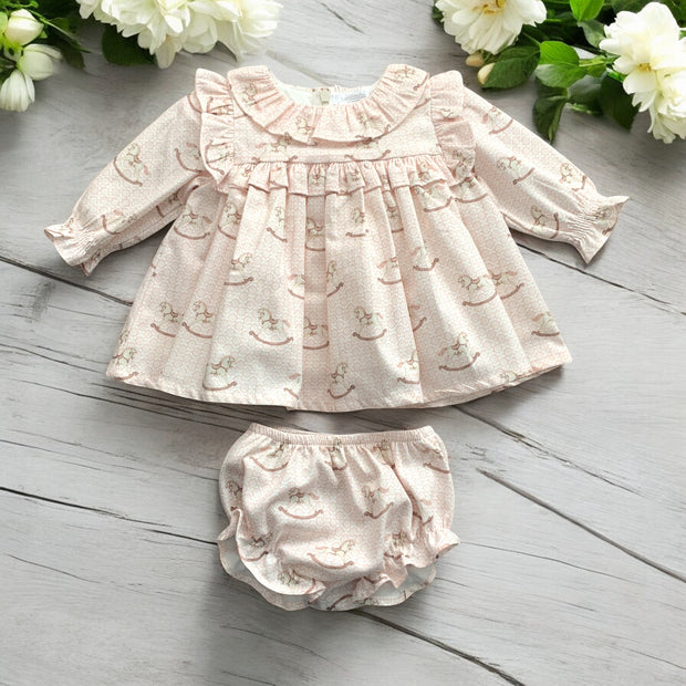 Pink Rocking Horse Dress & Bloomers