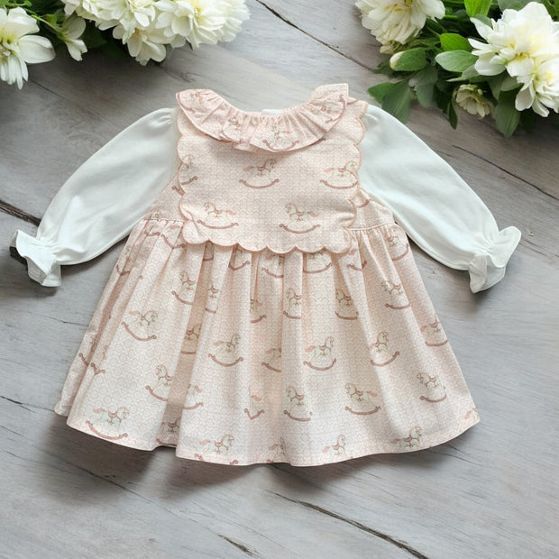 Pink Rocking Horse Pinafore Dress & Top