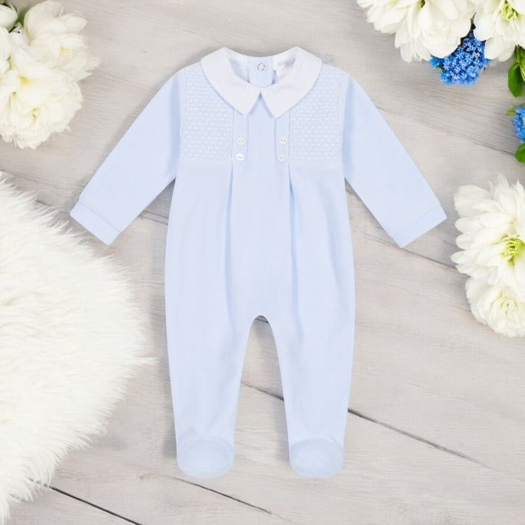 Blue Smocked Sleepsuit