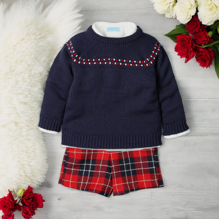 Navy Jumper & Shorts Set