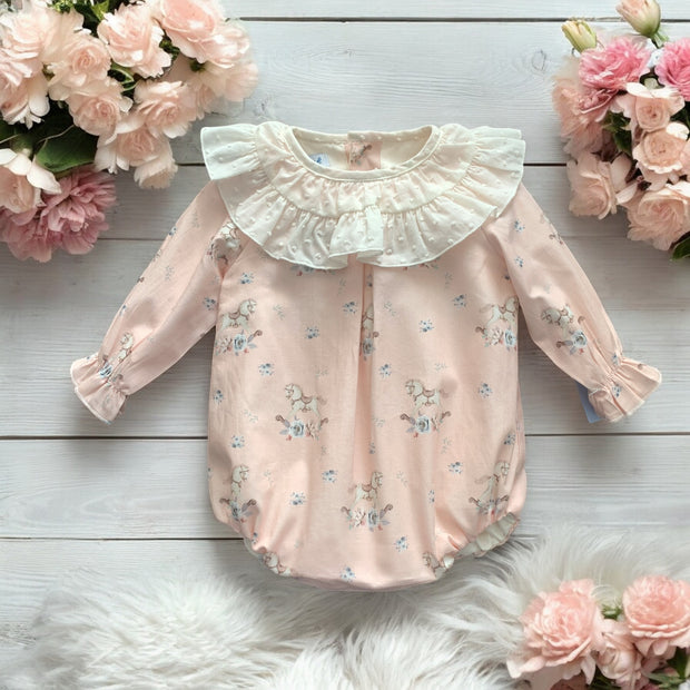 Vintage Pink Rocking Horse Romper