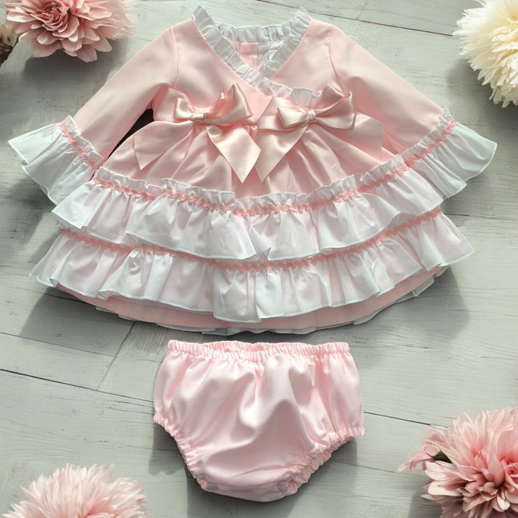 Baby Pink & White Ruffle Spanish Dress Set