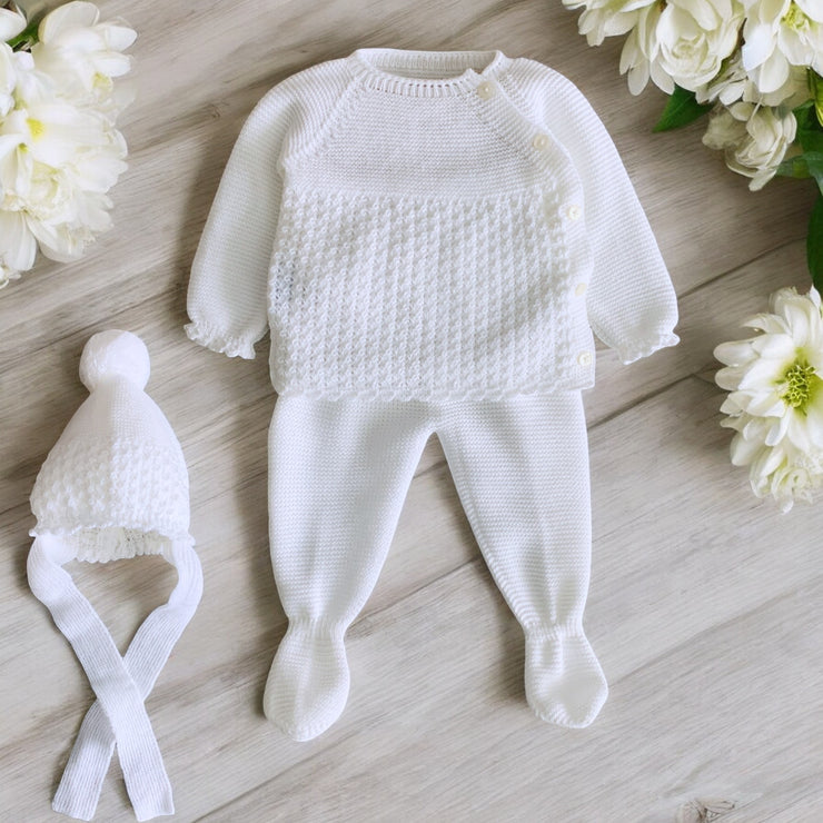 White Knitted Leggings Set