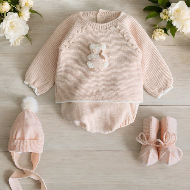 Nude Knitted Bear Jam Pants Set