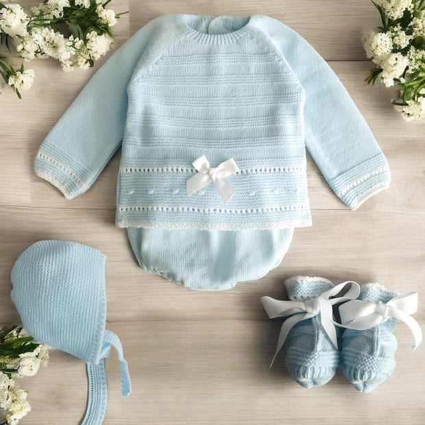 Sky Blue & White Knitted Set