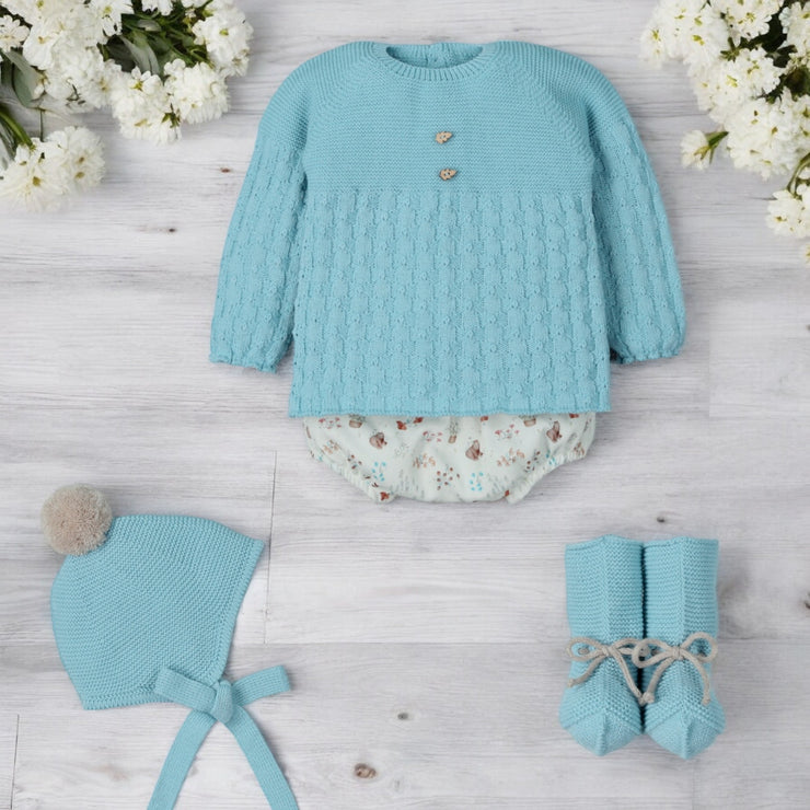 Duck Egg Blue Knitted Jam Pants Set