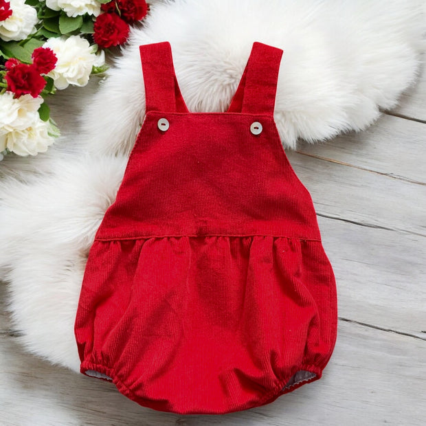 Red Needle Cord Romper