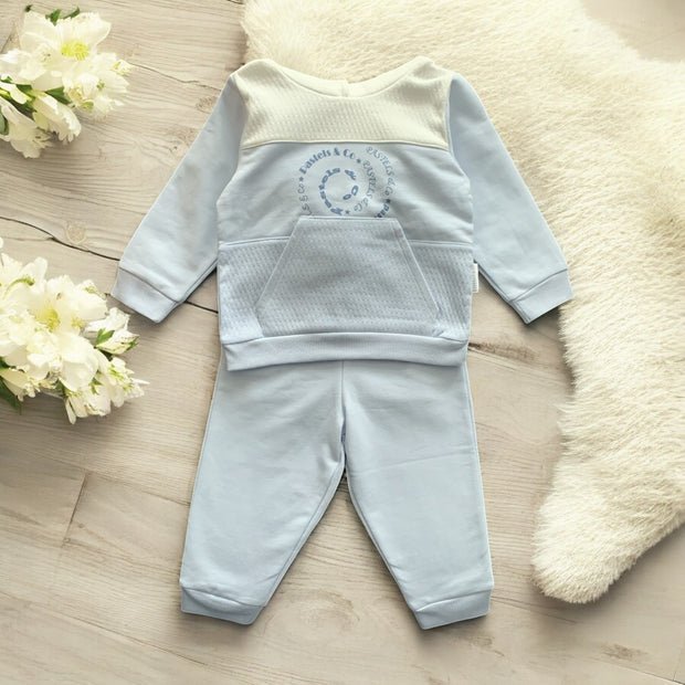 "Wendle" Pale Blue & White Hooded Leisure Set