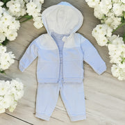 "Wesley" Pale Blue & White Leisure Set