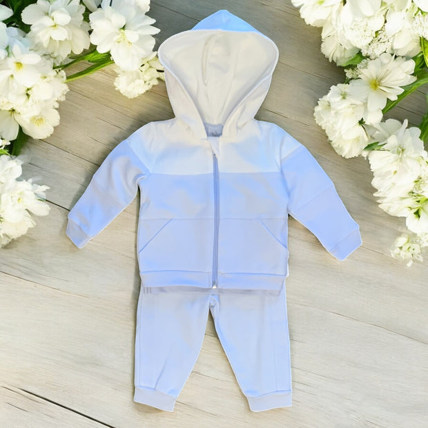 "Wesley" Pale Blue & White Leisure Set