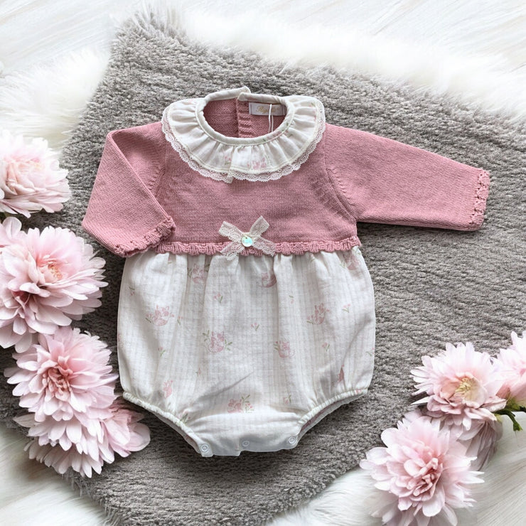 Dusky Pink Half Knit Romper