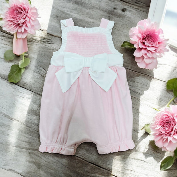 Pink & White Smocked Romper