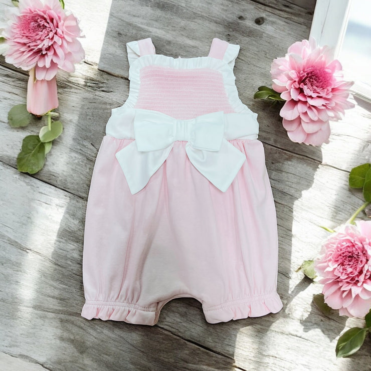 Pink & White Smocked Romper