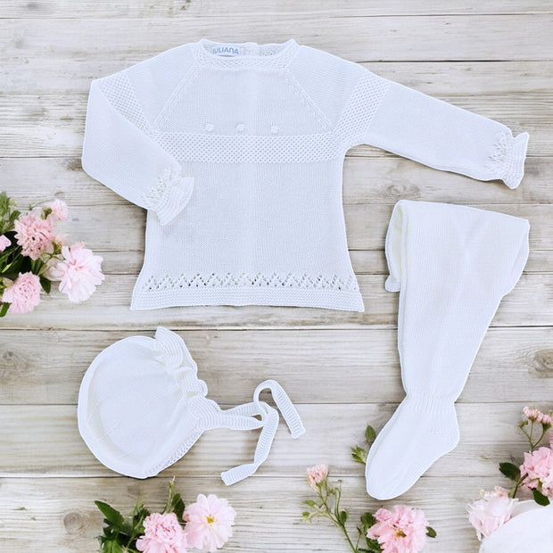 White Three Piece Knitted Set