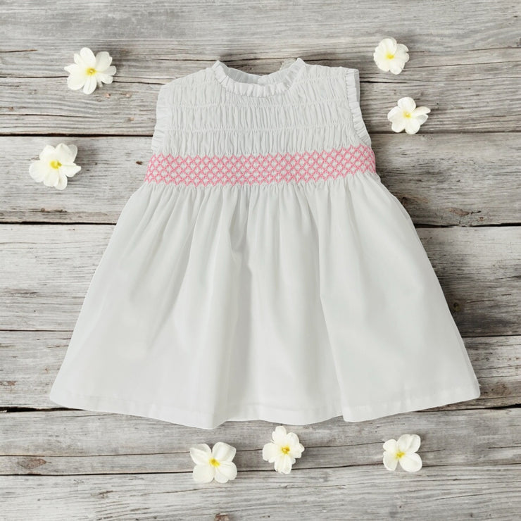 Sardon White Smocked Dress