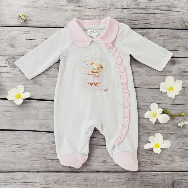 White & Pink Teddy Bear Sleepsuit