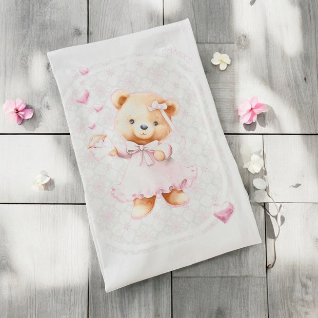 Jamiks Kids Fashion White & Pink Teddy Bear Swaddle