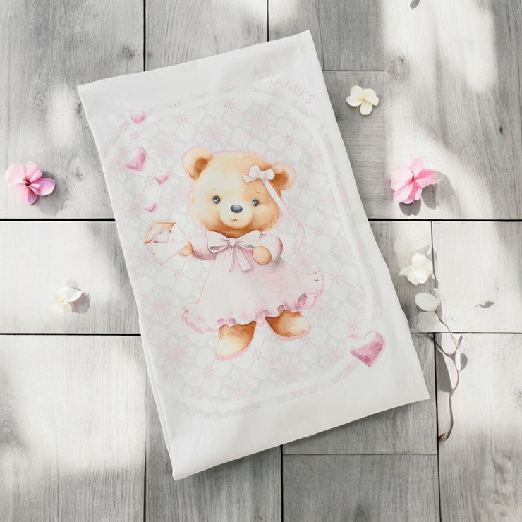 Jamiks Kids Fashion White & Pink Teddy Bear Swaddle