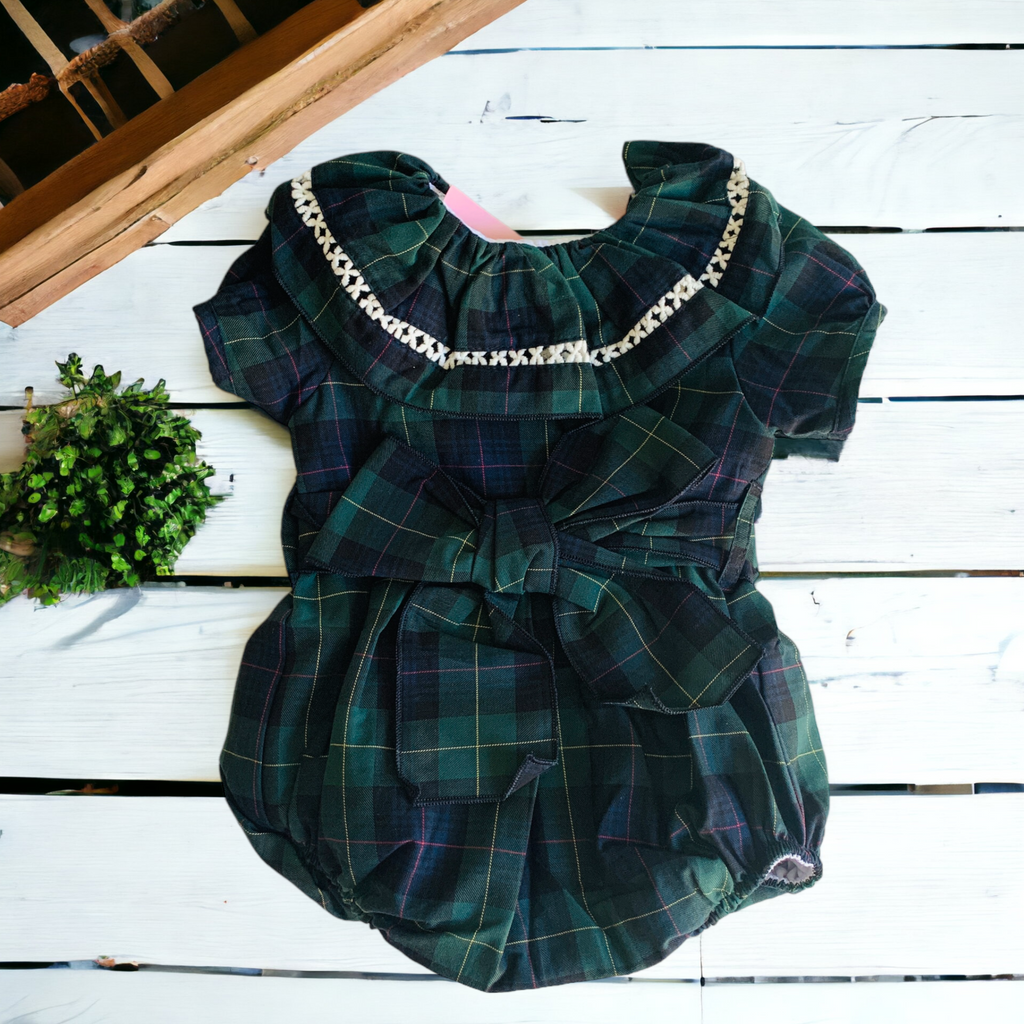 Green plaid baby dress sale