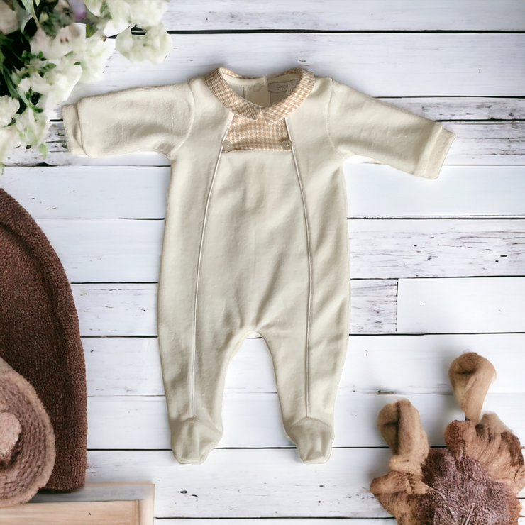 Cream Velour Sleepsuit