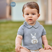 Dusky Blue Knitted Bunny Top & Bunny Jam Pants