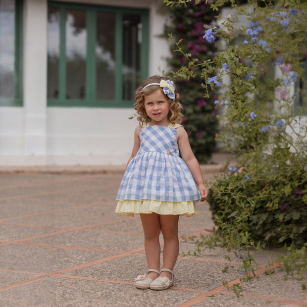 Blue & White Check Sleeveless Dress