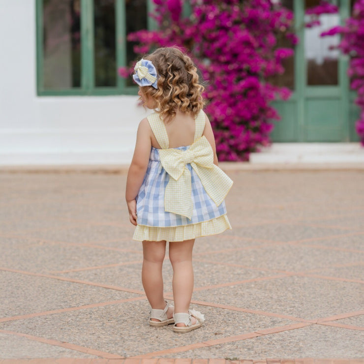 Blue & White Check Sleeveless Dress