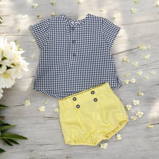 Blue & White Gingham Shirt & Jam Pants Set