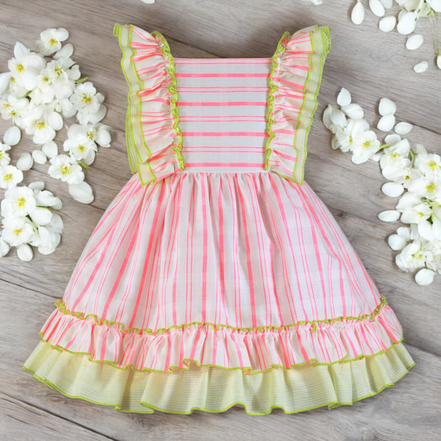 Hot Pink & Lime Ruffle Bib Dress