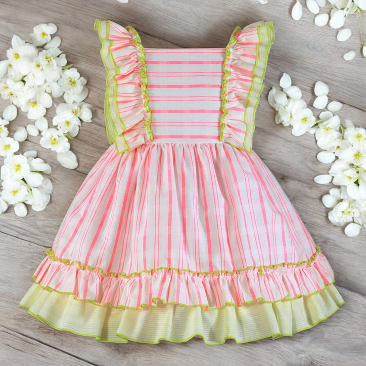 Hot Pink & Lime Ruffle Bib Dress