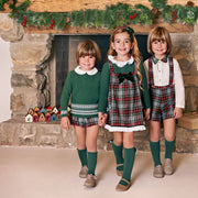 Green Festive Tartan Knitted Top & Jam Pant Set