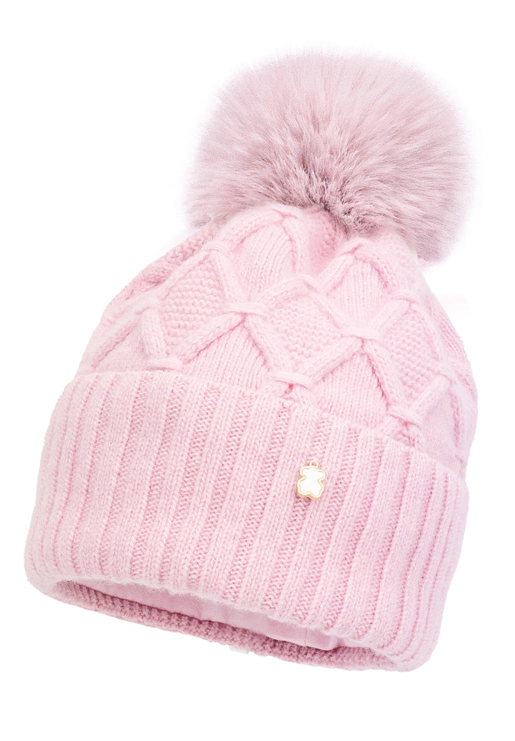 Pink Knitted Single Pom Hat