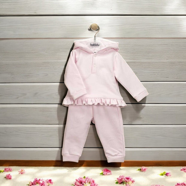 Girls Pink Ruffle Leisure Set