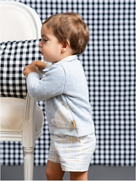 Blue Knitted Top & Checked Shorts