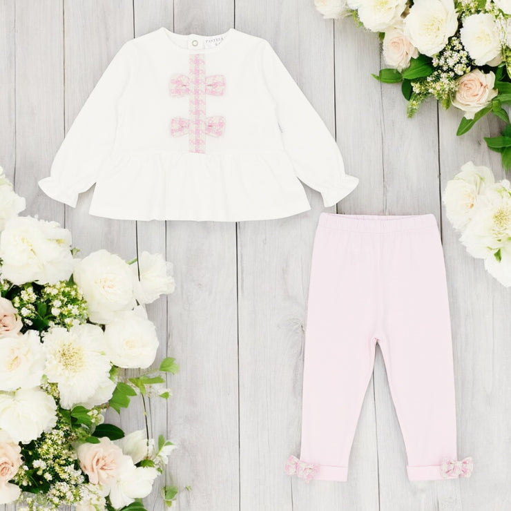 "Carly" Ivory Top & Pink Legging Set