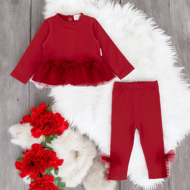 "Lisa" Red Tulle Tunic & Leggings