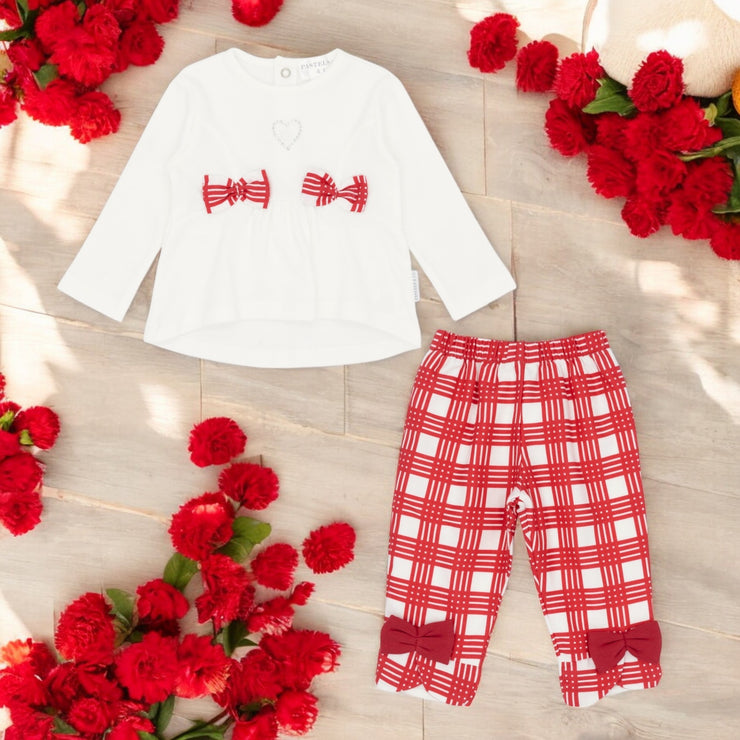 "ivy" Ivory Top & Red Check Legging Set