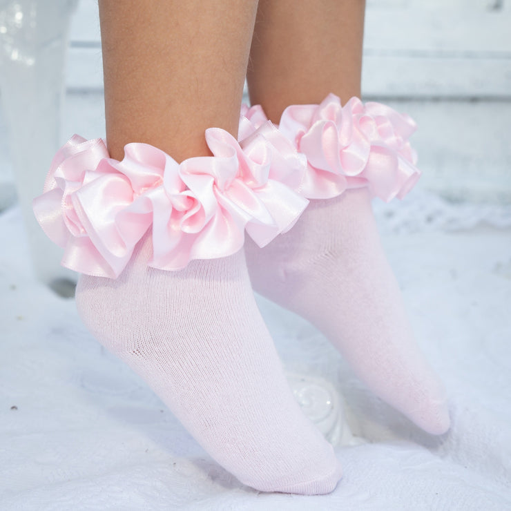 Caramelo Ankle Ruffle Socks, Pink