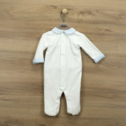 White & Sky Blue Waffle Sleepsuit