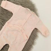 Pink & Cream Velour Sleepsuit Back