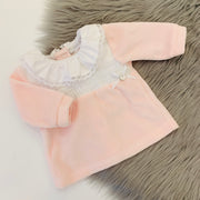 Pink Ruffle Velour Top 