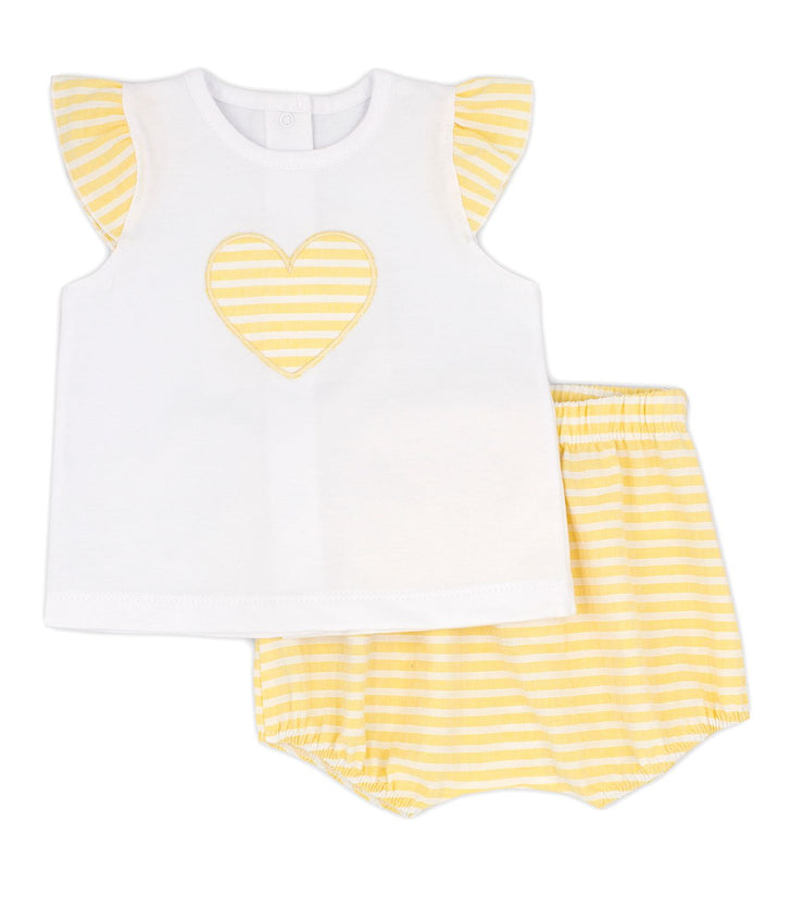 White & Lemon Spanish Romper