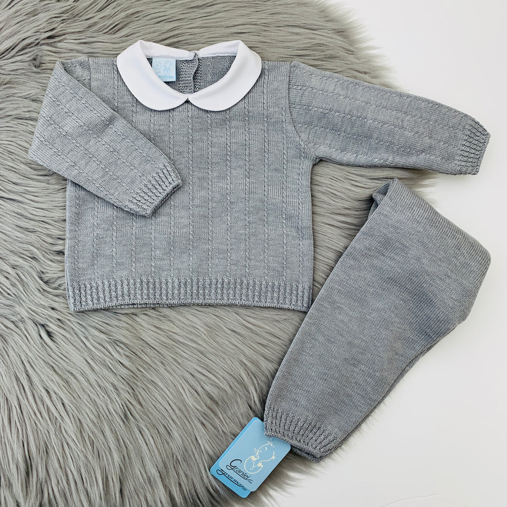 Artesania Granlei Grey Knitted Tracksuit | Bows Baby Boutique