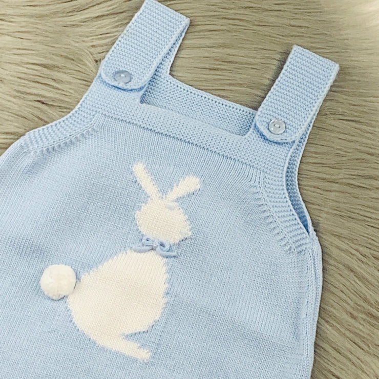 Baby Blue Bunny Knitted Romper Close