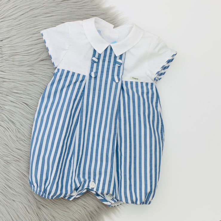 Blue & White Stripe Romper