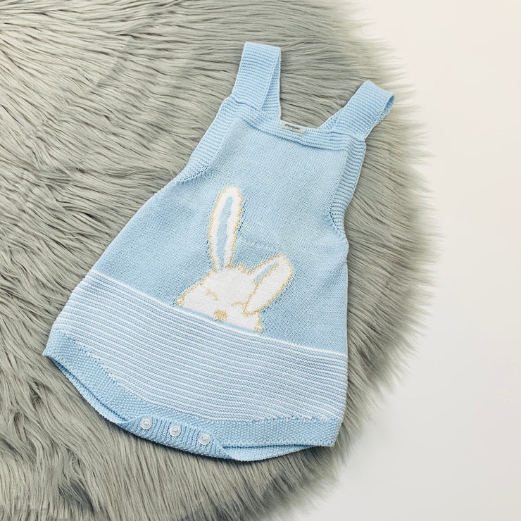 Sky Blue Knit Bunny Romper