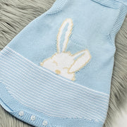 Sky Blue Knit Bunny Romper Close