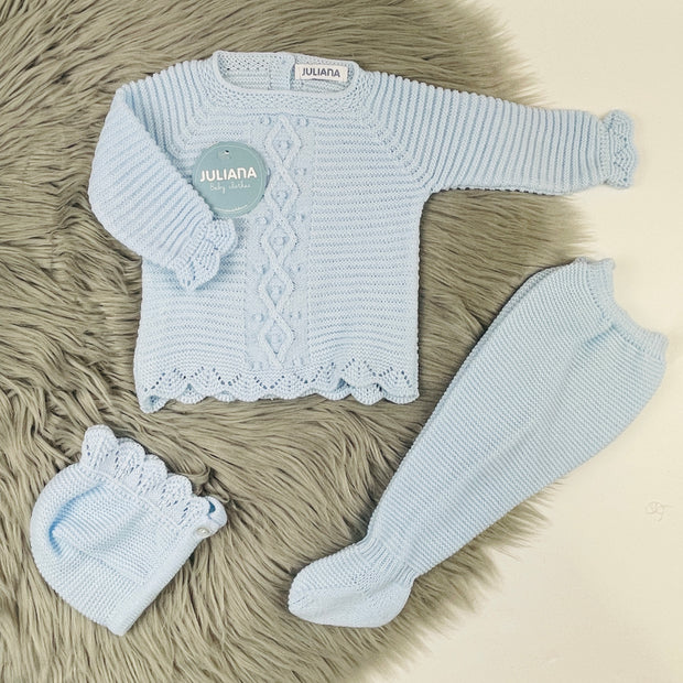 Blue Three Piece Spanish Knitted Set