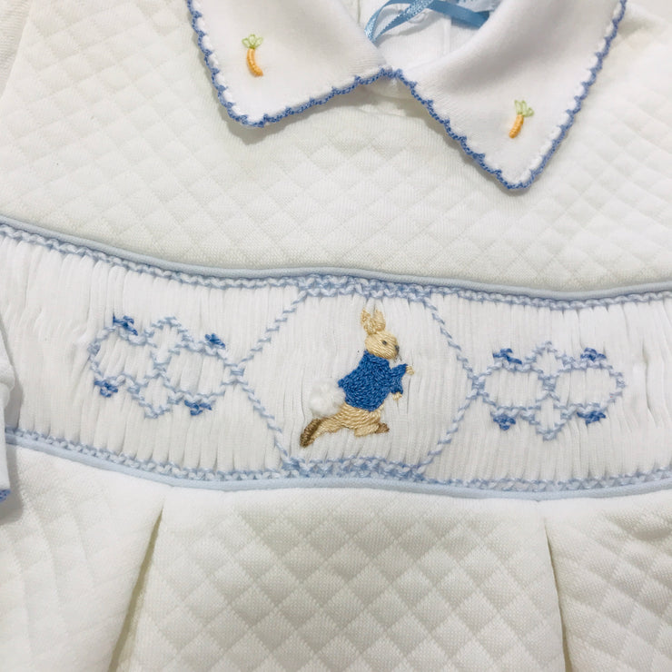 Single Peter Rabbit Smocked Quilted Footsie Close